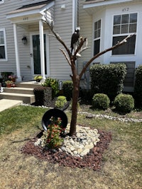 a tree in front of a house